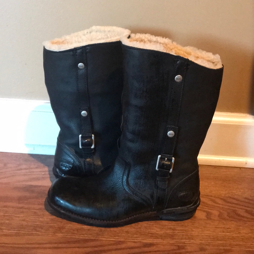 Black Leather Ugg boots